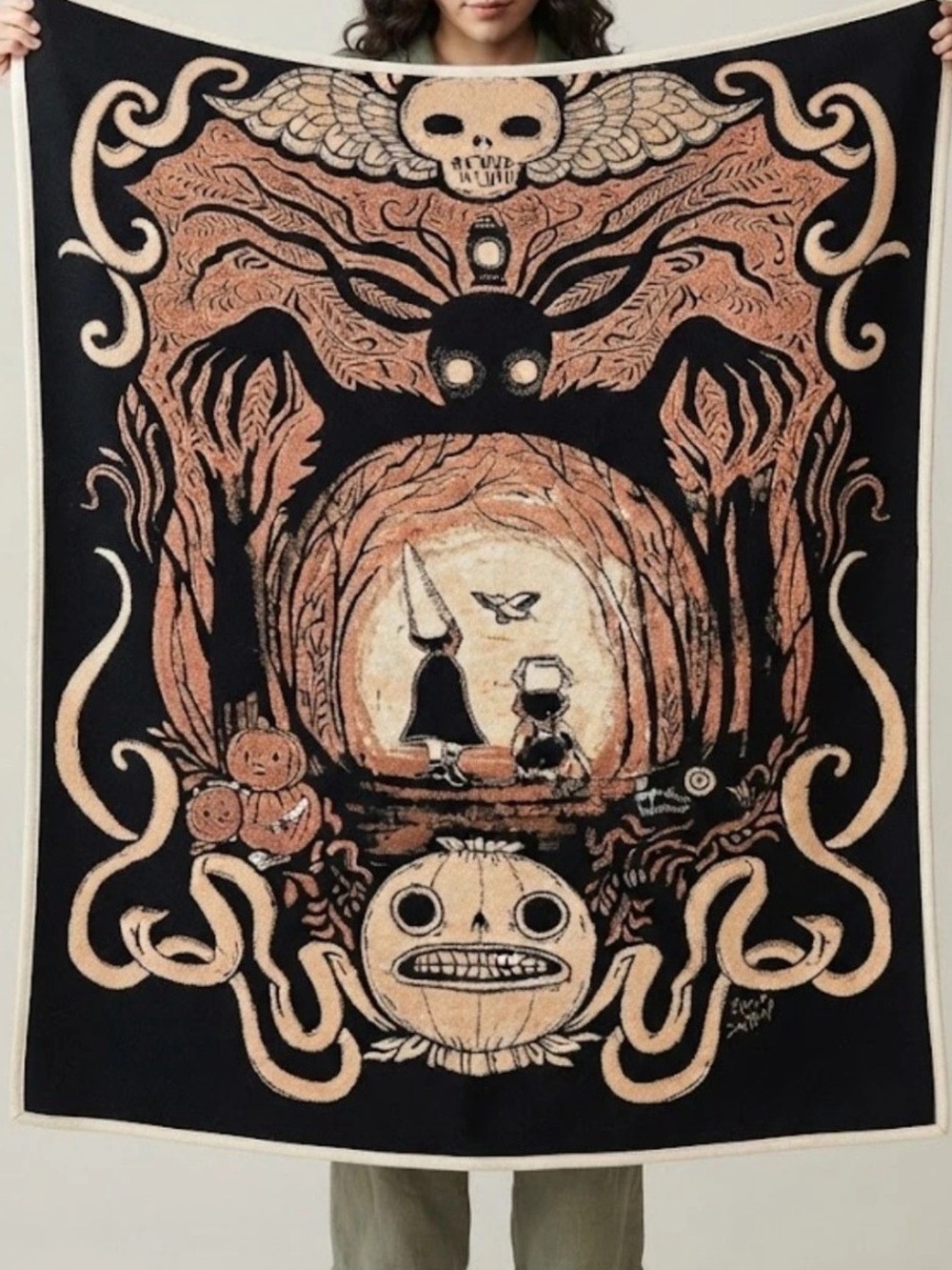 Dark Forest Fantasy Mystery Woven Blanket Spooky Throw